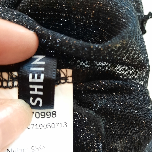 Shein sheer crop top with silver sparkles size S - Picture 8 of 11